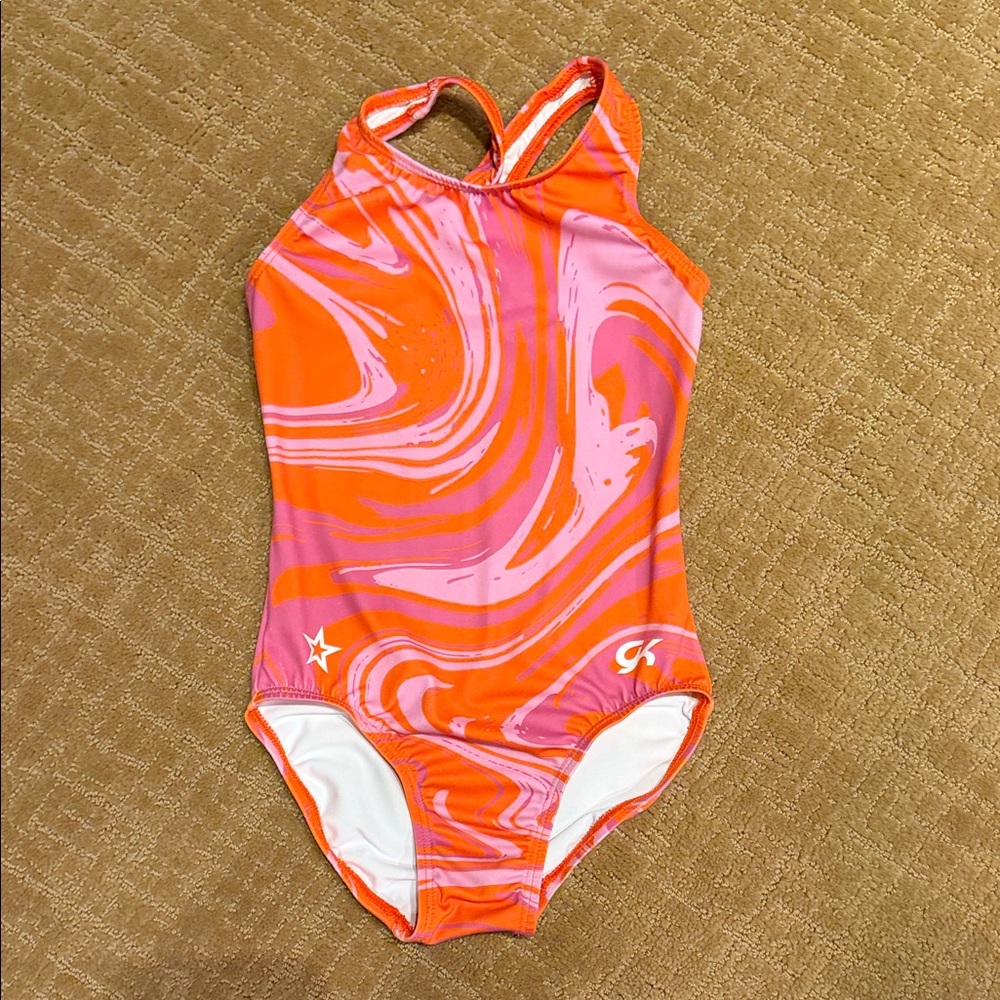 GK Girls' Orange & Pink Swirl One-Piece